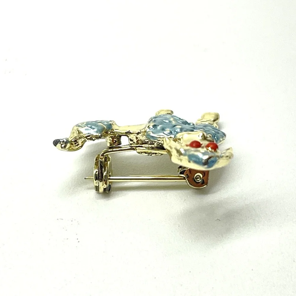 Vintage Likely 1950s Poodle Gold Tone Jewelry‎ Whimsical Enameled Dog Pin Brooch